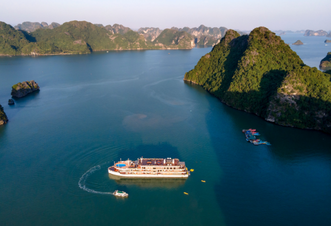 Embarking on a Ha Long cruise boat