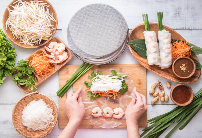 The ingredients of spring rolls Vietnamese are easy to prepare