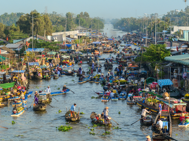 Cai Rang is one of the biggest floating markets in Vietnam 