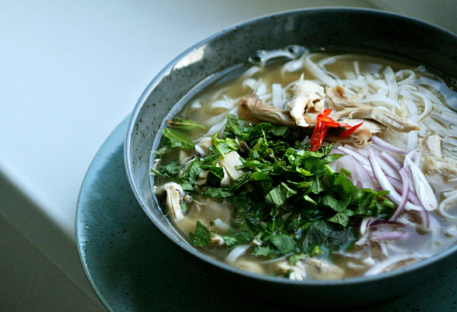 Pho is a traditional Vietnamese food that can be used at breakfast 