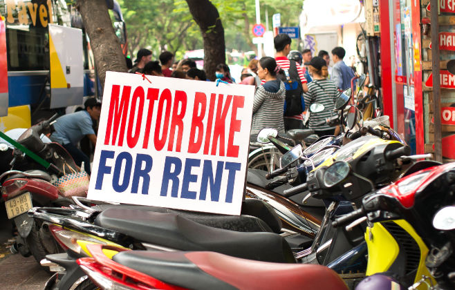 Motobike rental services on Saigon Street