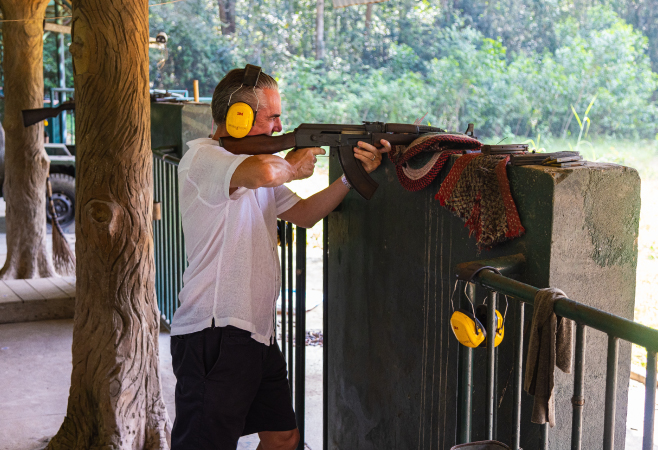 The Cu Chi Tunnels offer a shooting range for firing war-era weapons