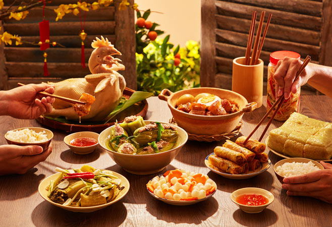 Travelers can experience the real Vietnamese New Year by sampling foods