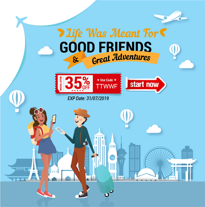 Travel is better with friends. 35% e-Visa discount for you and your friends to travel the world